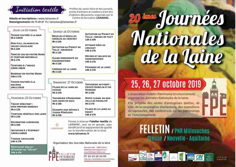 25, 26 et 27 octobre 2019, Journées de la laine, Felletin (23) Visuel